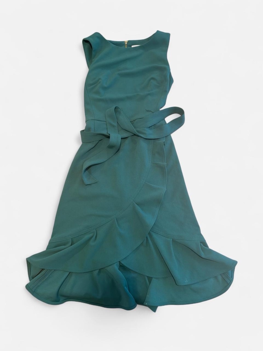 Calvin Klein Jeans Teal Sleeveless Ruffle Wrap Dress with Belt